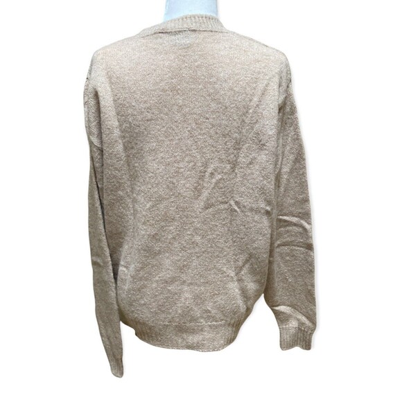 Vtg Jantzen USA Wool Blend Cable Knit Sweater L Beige Pullover Unisex Cozy - Picture 2 of 5